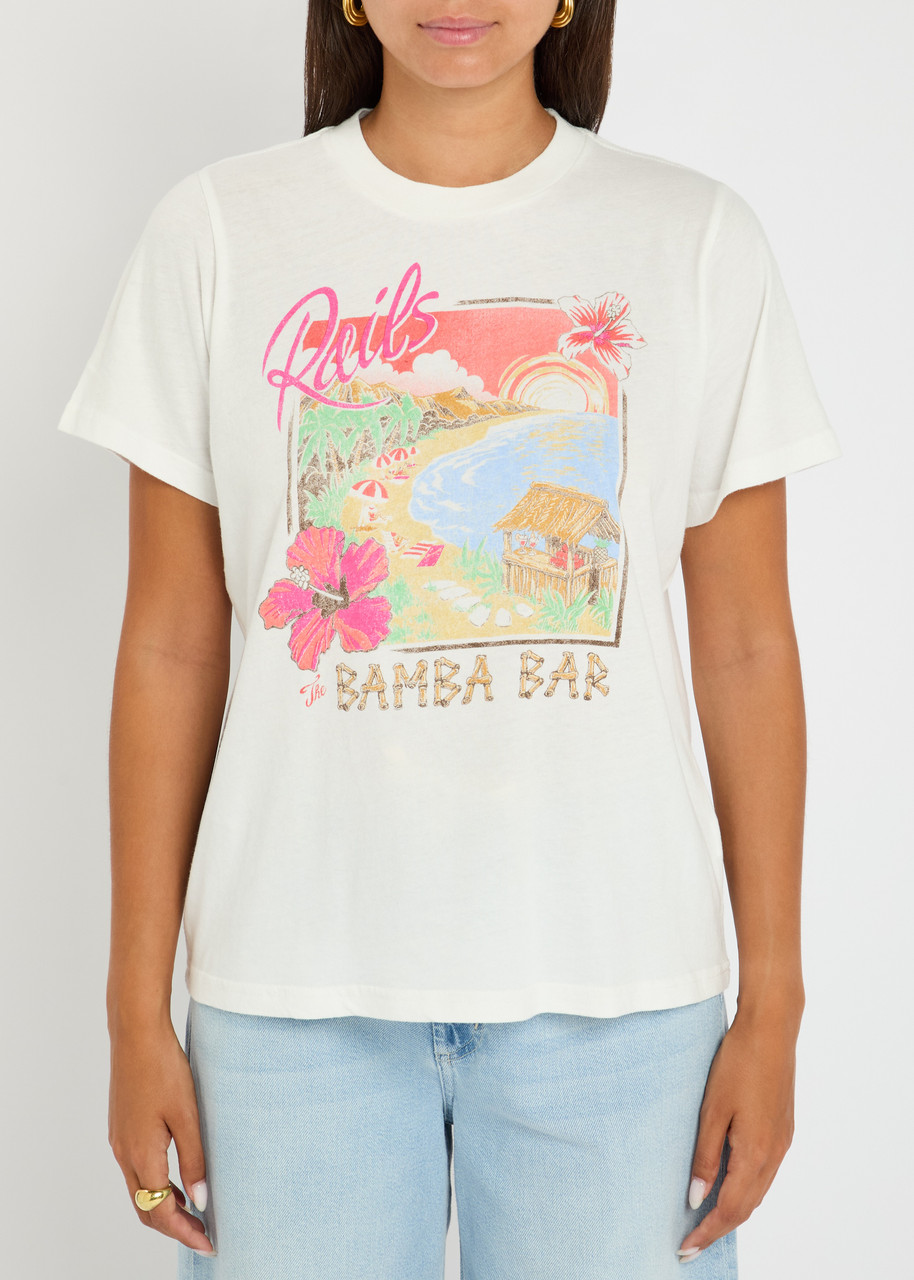 Rails Womens Bamba Bar Boyfriend Printed Cotton-jersey T-shirt Xs In Neutral