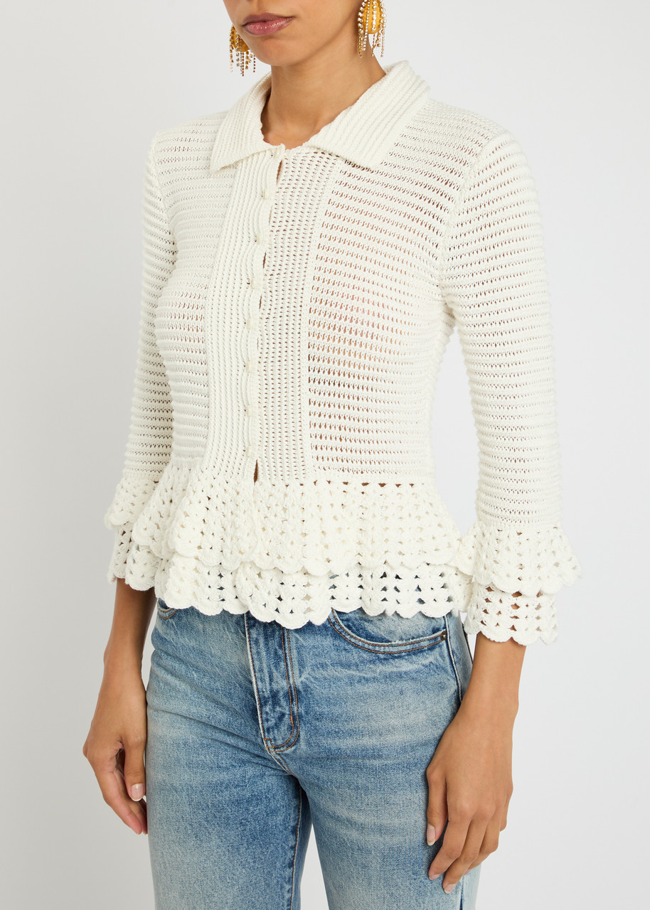 Chloé Chloe Frilled Crochet Blouse In White