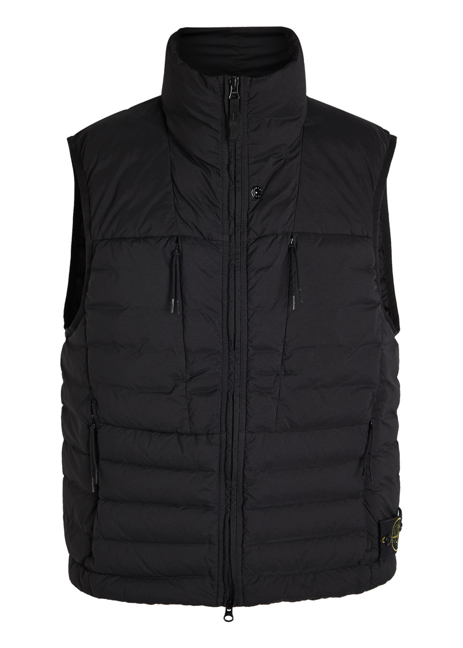 Stone Island Down Vest With Seamless Feather Tunnels And Anti-drop In Black