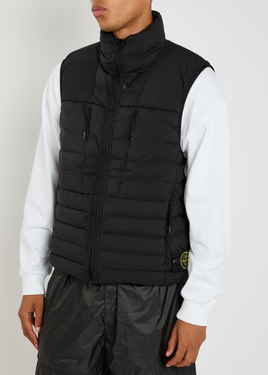 Stone Island Down Vest With Seamless Feather Tunnels And Anti-drop In Black