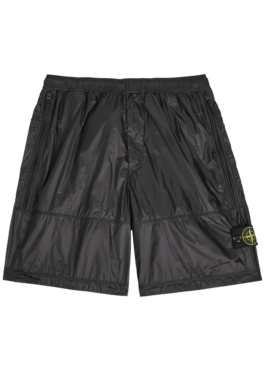 Stone Island Loose-wide-leg Bermuda Shorts With Elasticated Waistband In Gray