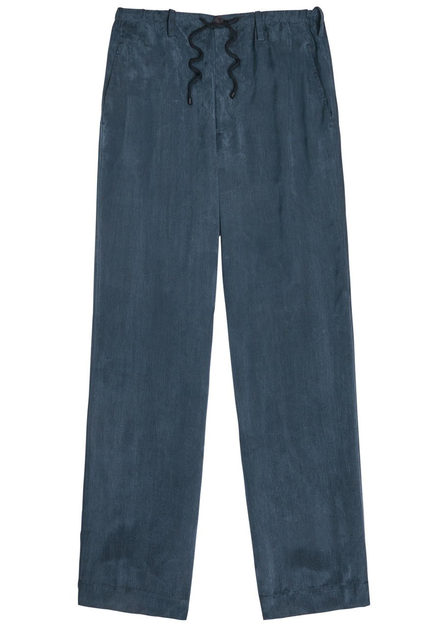 Dries Van Noten Penny Brushed Satin Trousers – Navy – 46 (IT46 / S) Dries Van Noten Penny Brushed Satin Trousers – Navy – 46 (IT46 / S)