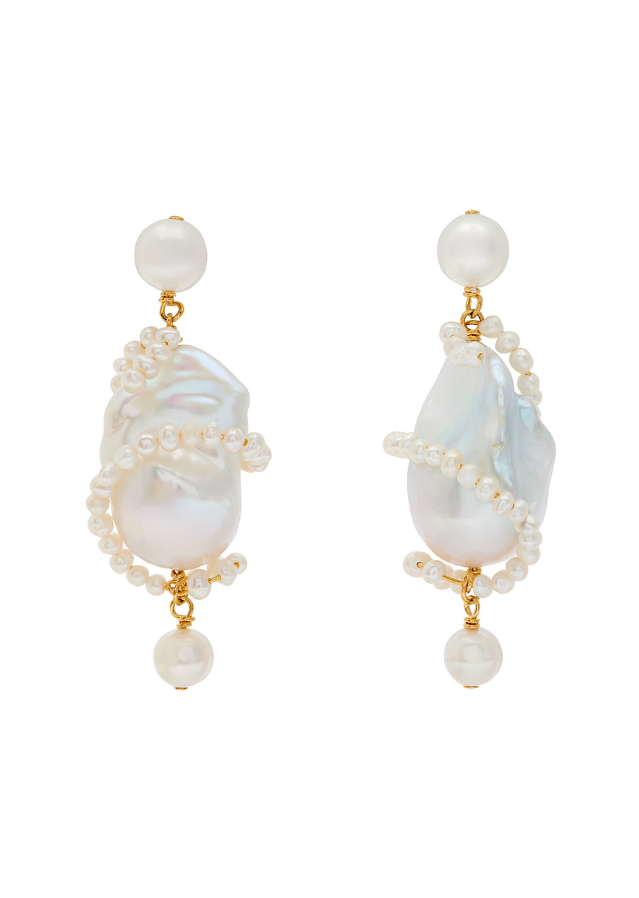 Completedworks Carvings Pearl-embellished 18kt Gold Vermeil Drop Earrings - One Size