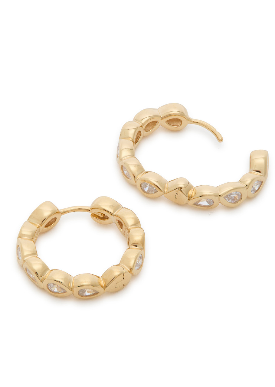 Astrid & Miyu Crystal-embellished 18kt Gold-plated Hoop Earrings In Gold
