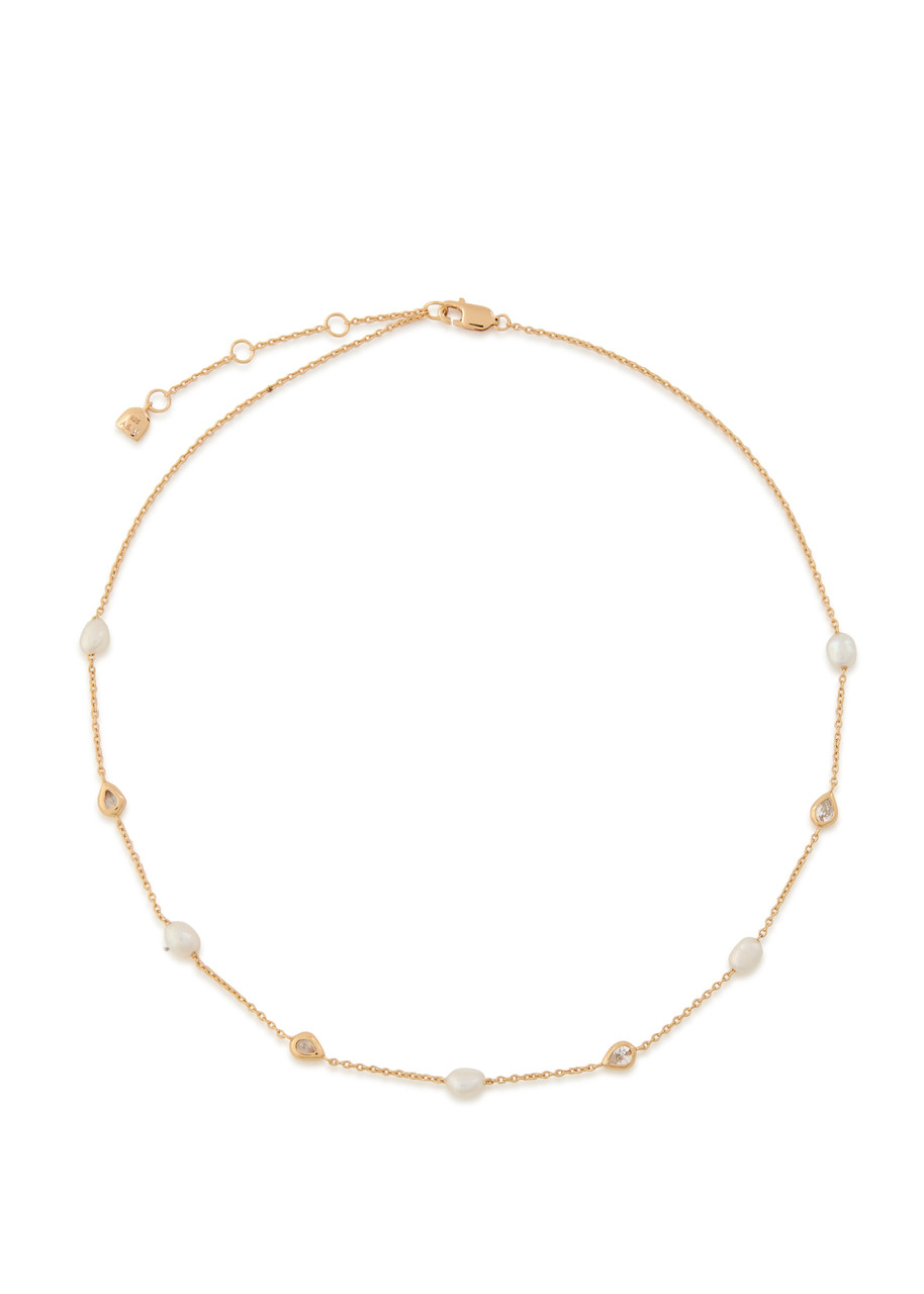 Astrid & Miyu Pearl-embellished 18kt Gold-plated Necklace In Gold