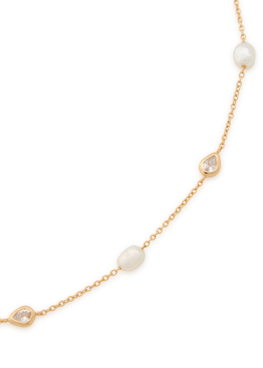 Astrid & Miyu Pearl-embellished 18kt Gold-plated Necklace In Gold
