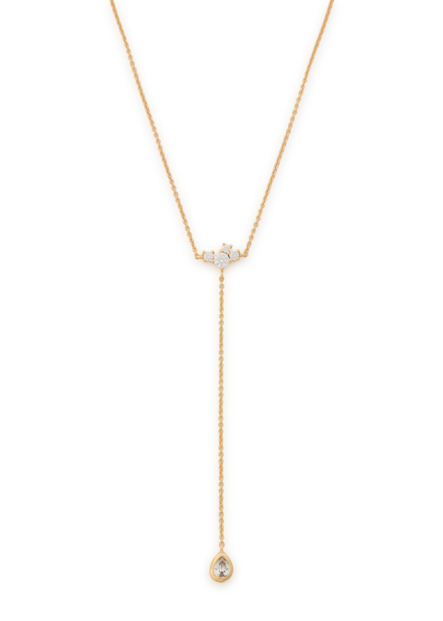 Astrid & Miyu Lariat 18kt Gold-plated Necklace In White