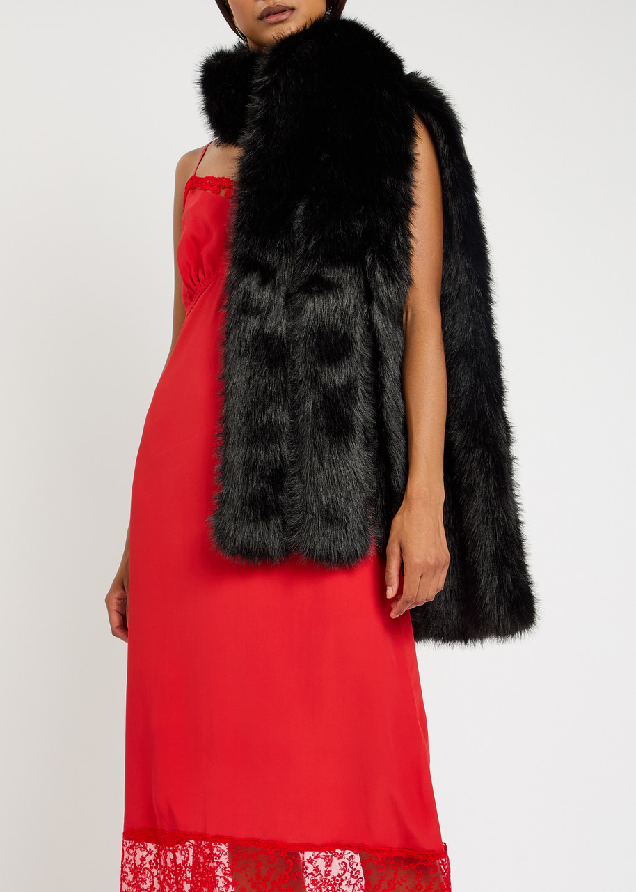  Simone Rocha Triple Split Faux Fur Scarf - Black - One Size 