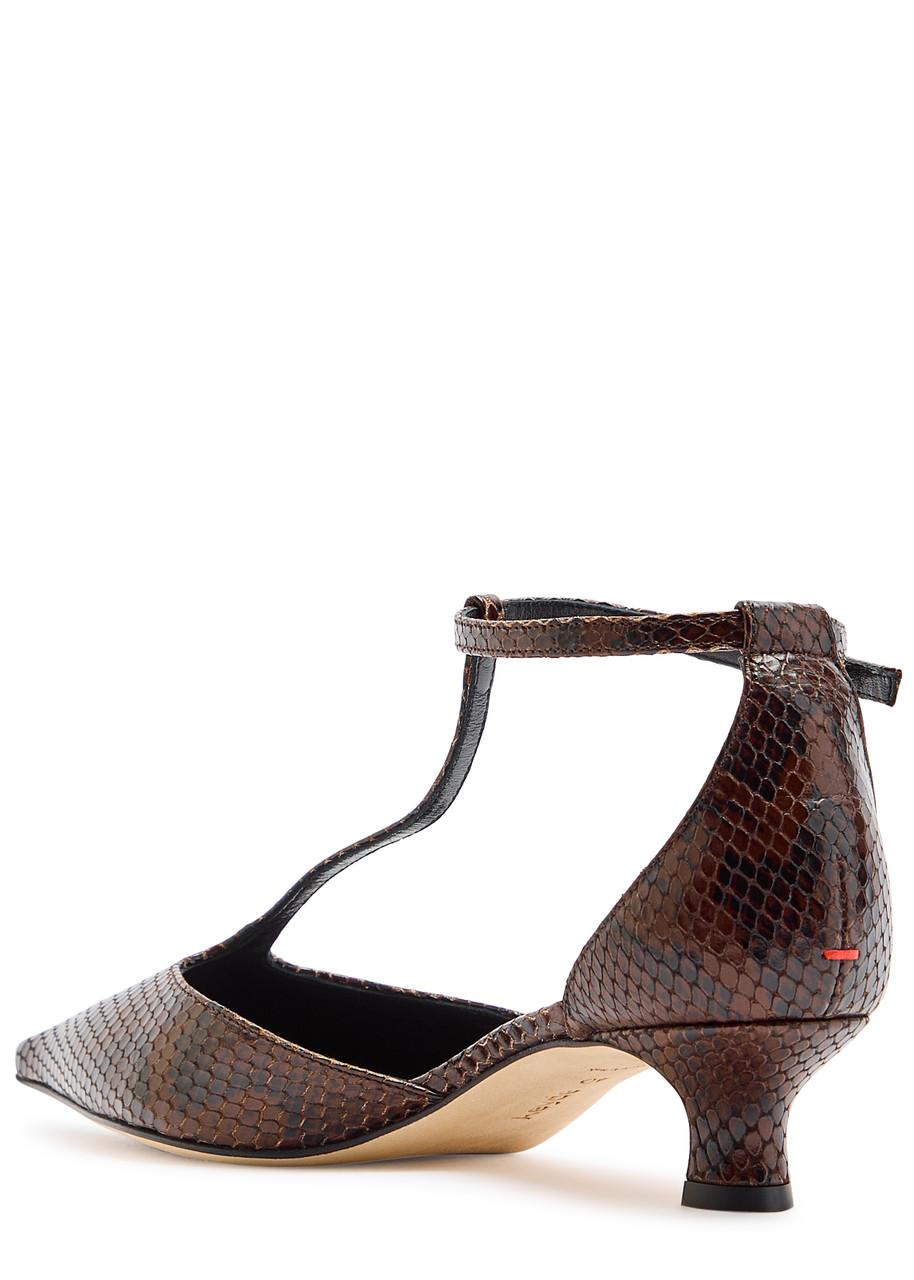 Aeyde Liz 35 Python-effect Leather Pumps In Sand