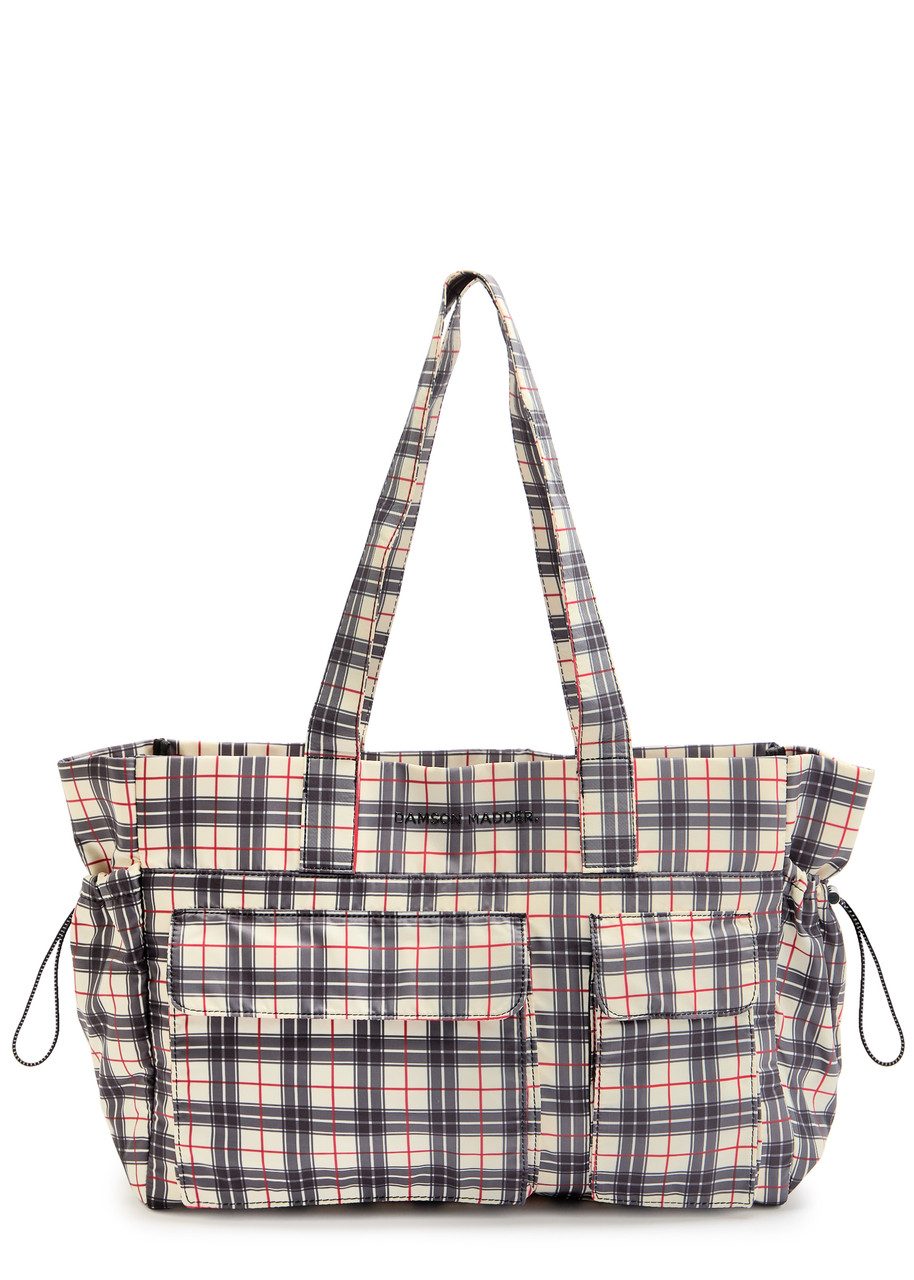 Damson Madder Eliza Checked Shell Tote Bag In Yellow