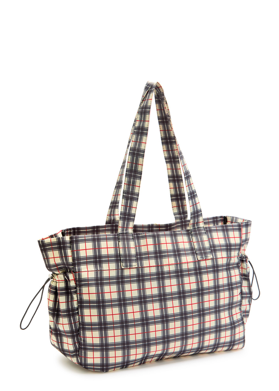 Damson Madder Eliza Checked Shell Tote Bag In Yellow