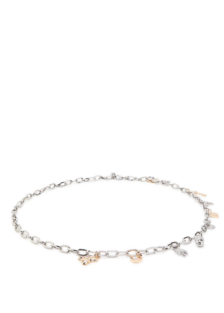 Vivienne Westwood Multi Charm Two-tone Chain Belt In Silver