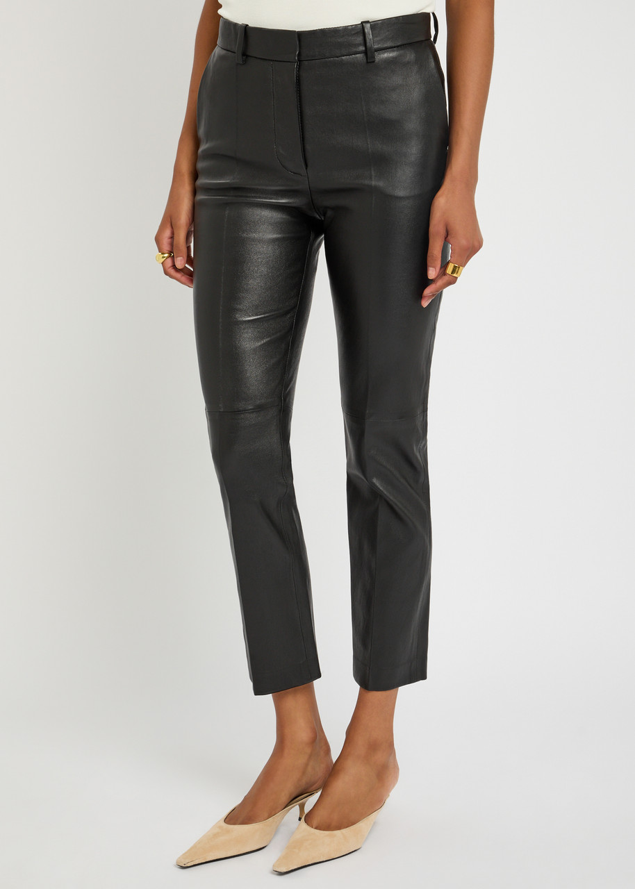 Joseph Leather Coleman Trousers In Black