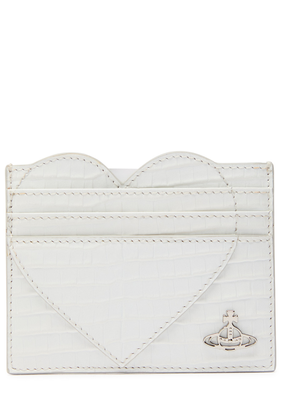 Vivienne Westwood Heart Crocodile-effect Leather Card Holder In White