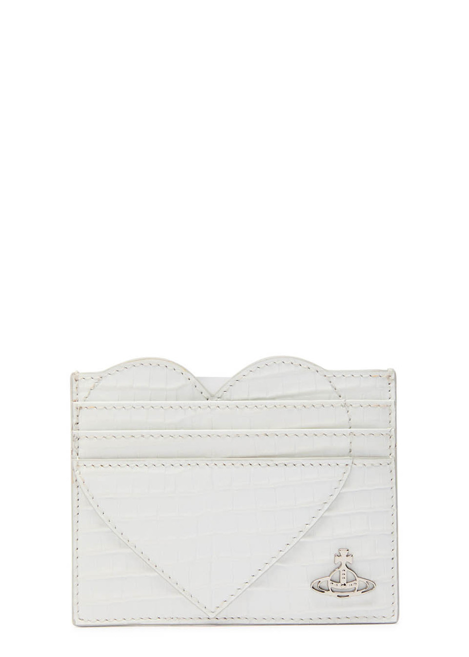 Vivienne Westwood Heart Crocodile-effect Leather Card Holder - White - One Size