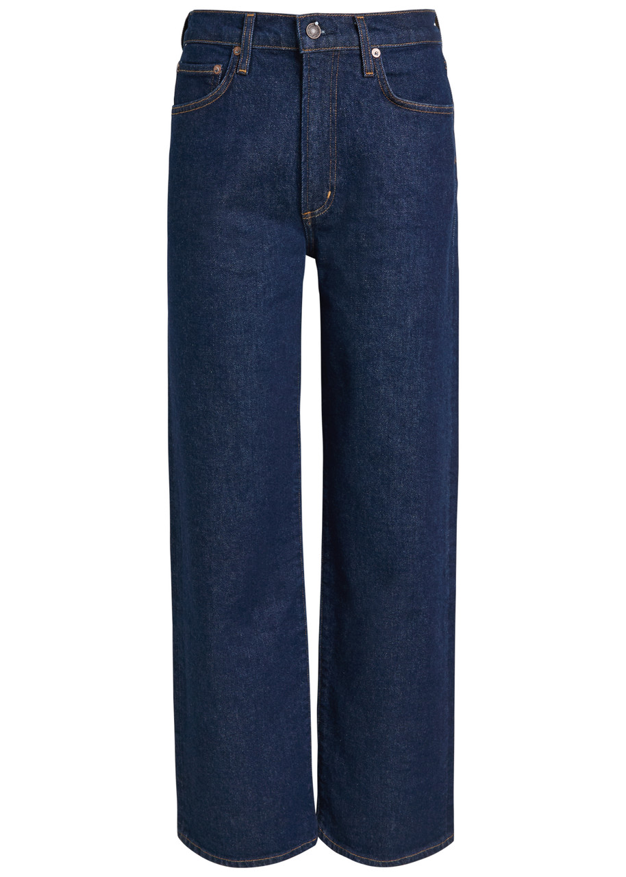 Agolde Harper Mid Rise Relaxed Straight Jeans In Echo In Blue
