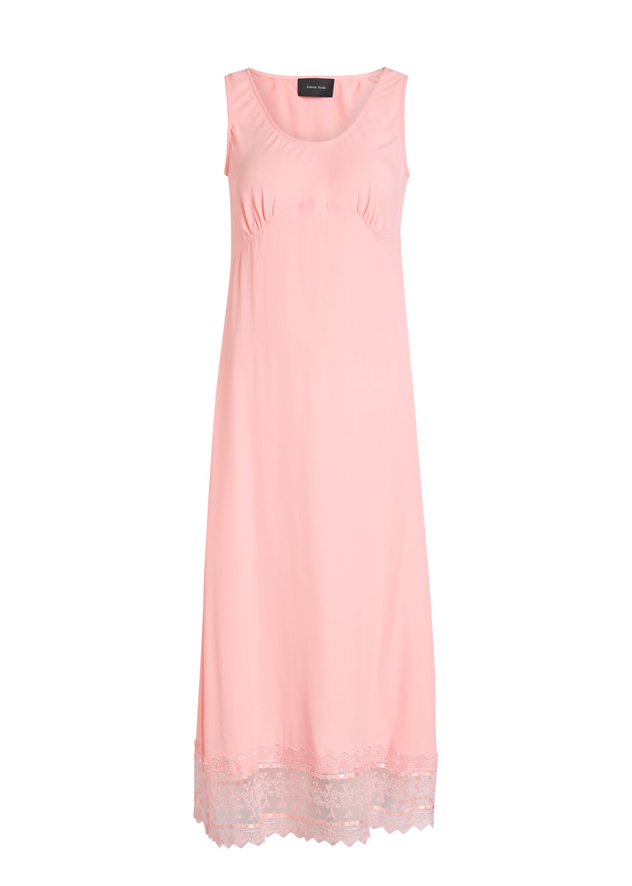 Simone Rocha Lace-hem Crepe De Chine Midi Slip Dress In Pink
