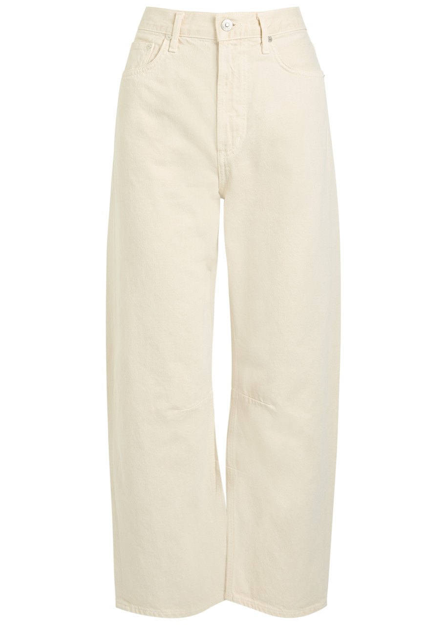 Citizen Of Humanity Citizens Of Humanity Wide Leg 5-pocket Jeans With Logo Detail In Neutral