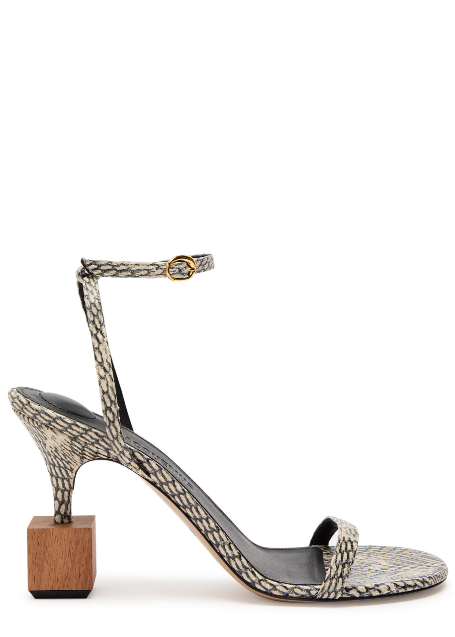 Jacquemus The Bisou 90 Geometric Sandals In Neutral