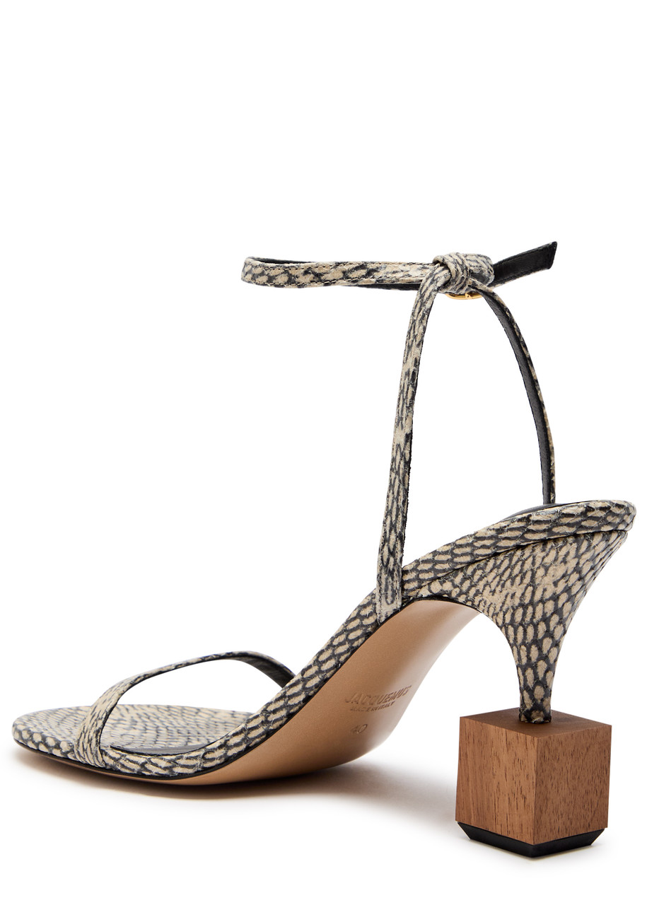 Jacquemus The Bisou 90 Geometric Sandals In Neutral