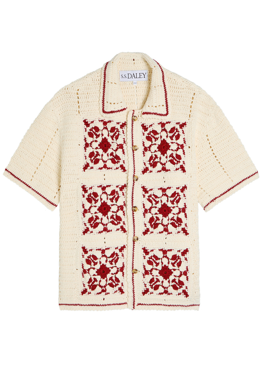 S.s. Daley Ss Daley Sako Crochet Open-knit Shirt In Red