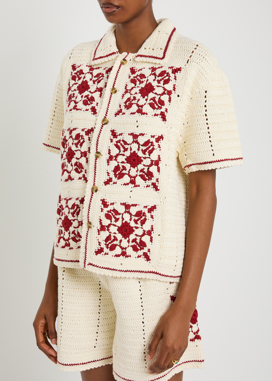 S.s. Daley Ss Daley Sako Crochet Open-knit Shirt In Red