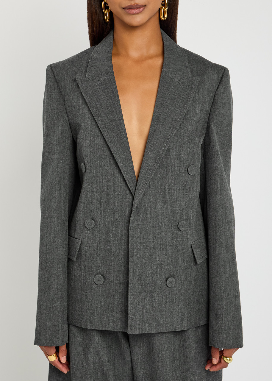 Jw Anderson Double Breasted Tailored Wool Blazer In Black
