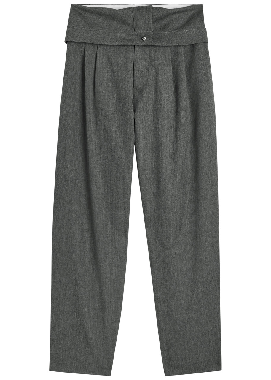 Jw Anderson J. W. Anderson Fold-over Design Grey Wool Trousers In Multi