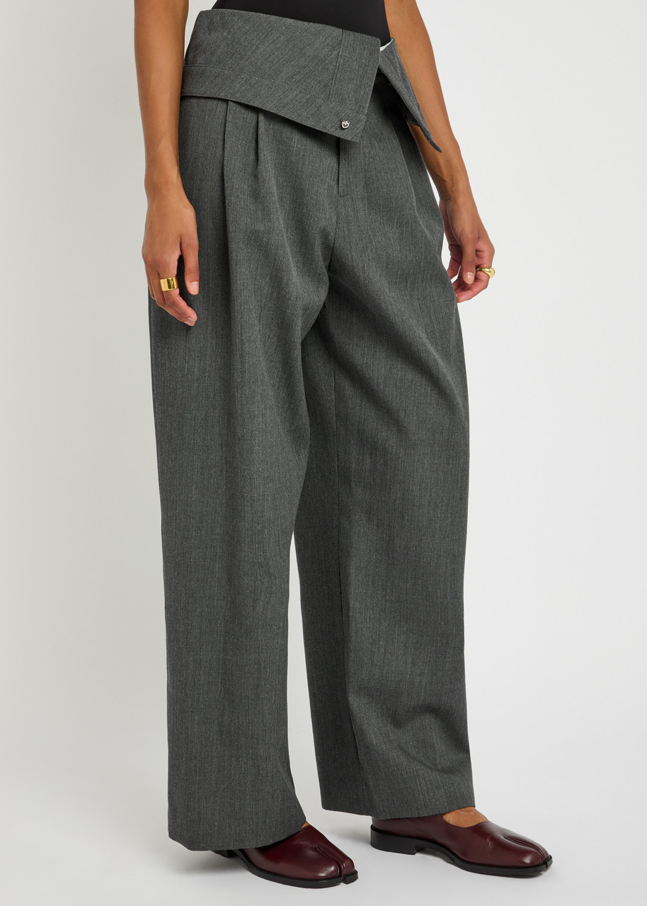 Jw Anderson J. W. Anderson Fold-over Design Grey Wool Trousers In Multi