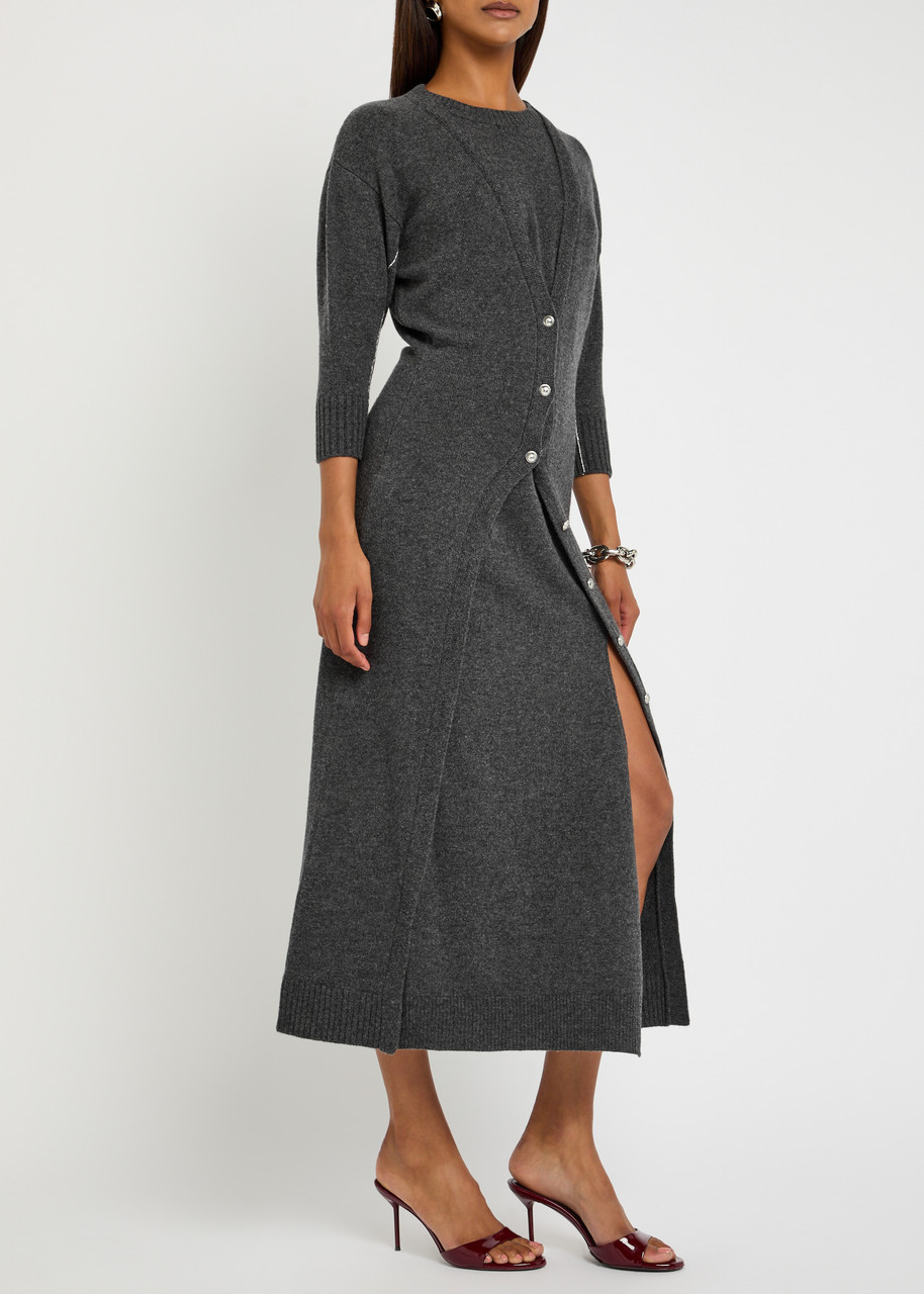 Rabanne Wool And Cashmere-blend Midi Jumper Dress In Black