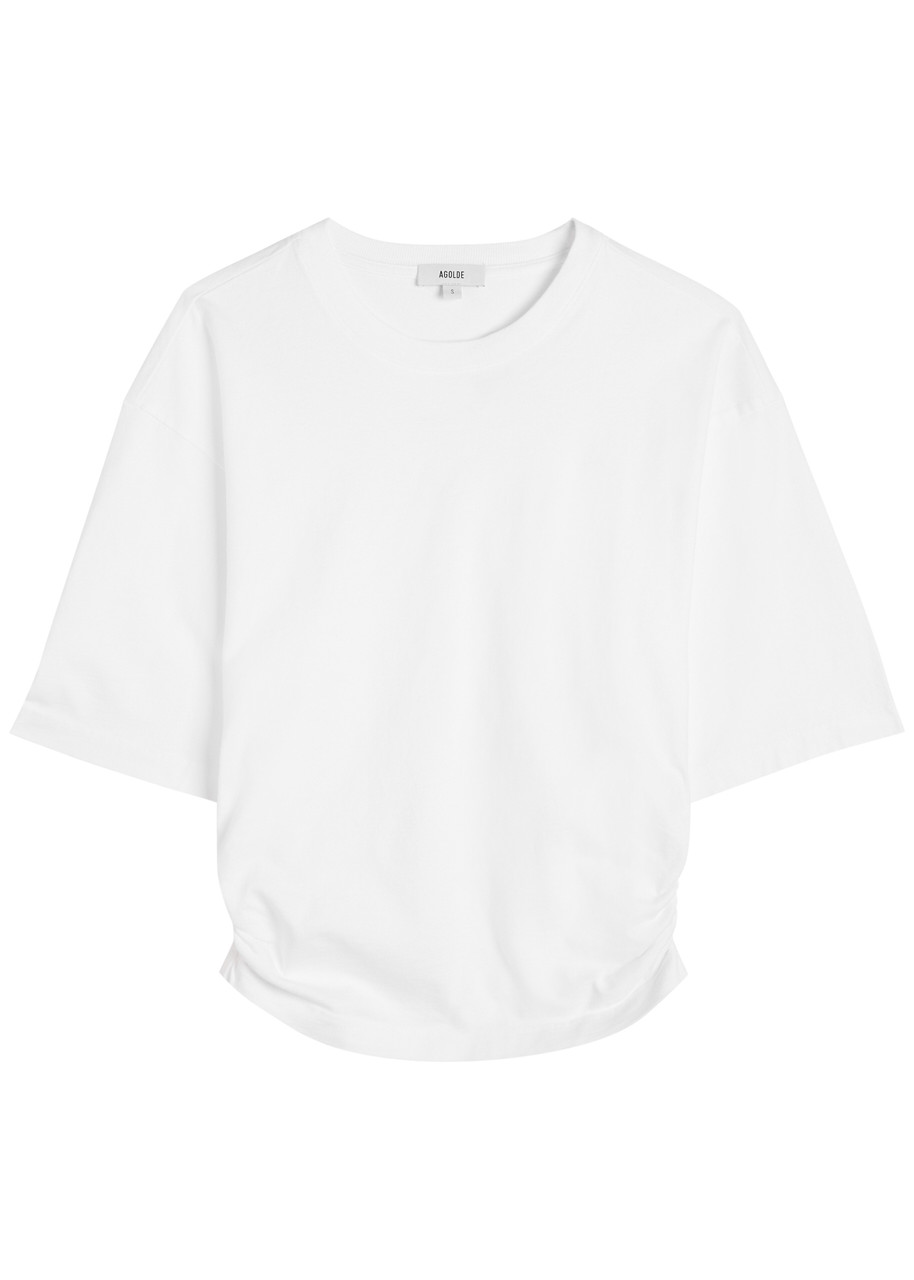 Agolde Shari Coton Graphic T-shirt In Gray