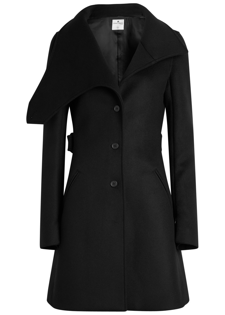 Courrèges Heritage Belted Wool and Silk-blend Coat - Black - 40 (UK12 / M)