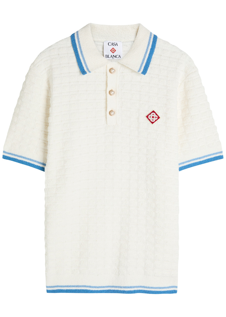 Casablanca White Shirt With Classic Collar And Chest Logo Patch In Cotton Man In White