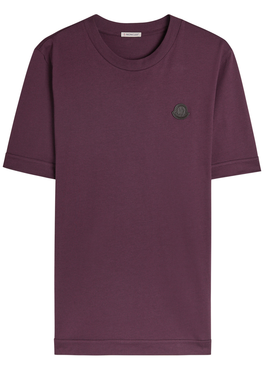 Moncler Logo-appliqué Cotton T-shirt In Purple