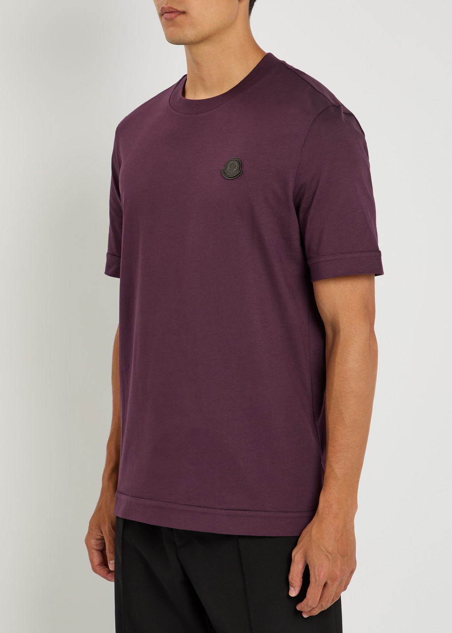 Moncler Logo-appliqué Cotton T-shirt In Purple