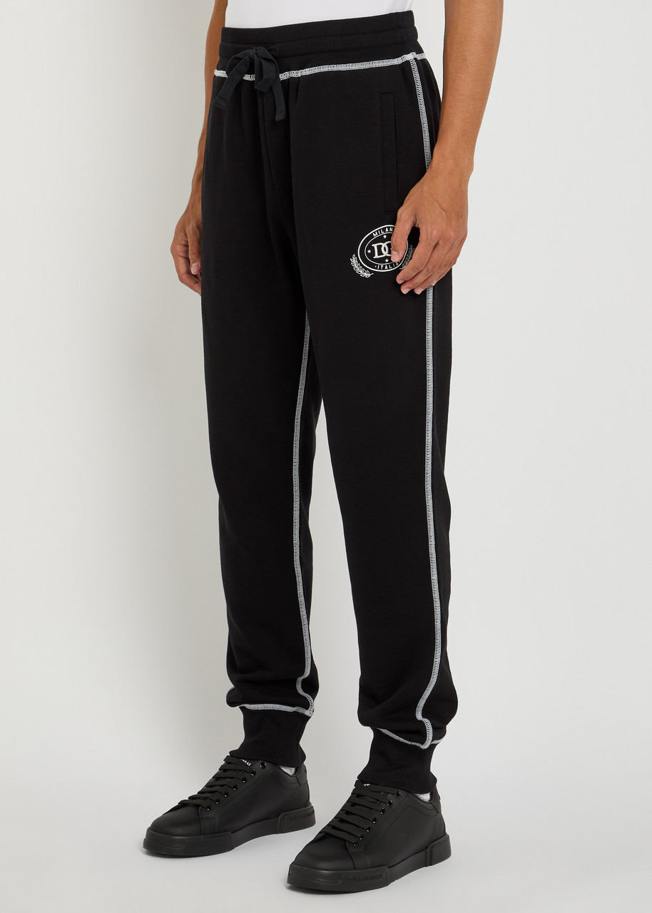 Dolce & Gabbana Logo-embroidered Cotton Sweatpants In Black