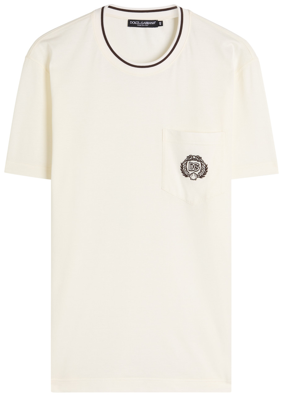 Dolce & Gabbana Pocketed Ribbed Neck T-shirt In Neutral