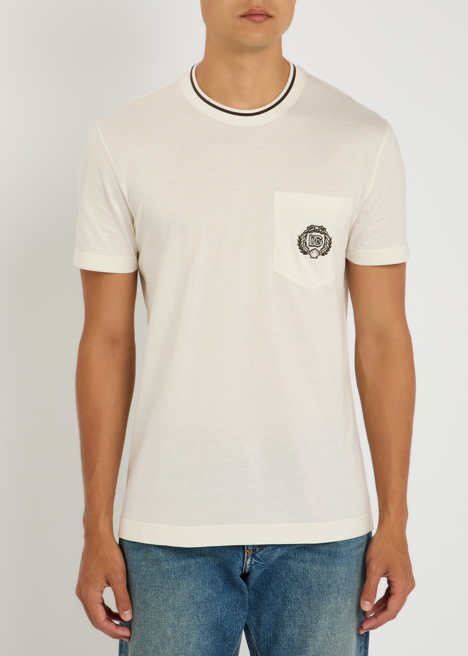 Dolce & Gabbana Pocketed Ribbed Neck T-shirt In Neutral