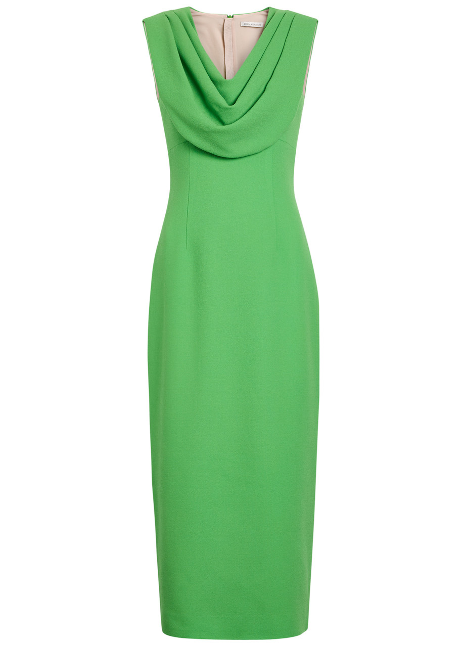 Emilia Wickstead Yuri Draped Crepe Midi Dress In Green