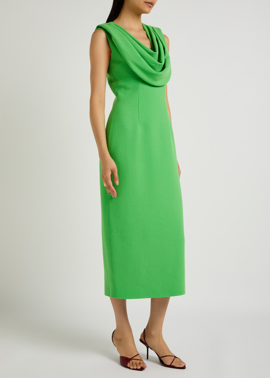 Emilia Wickstead Yuri Draped Crepe Midi Dress In Green