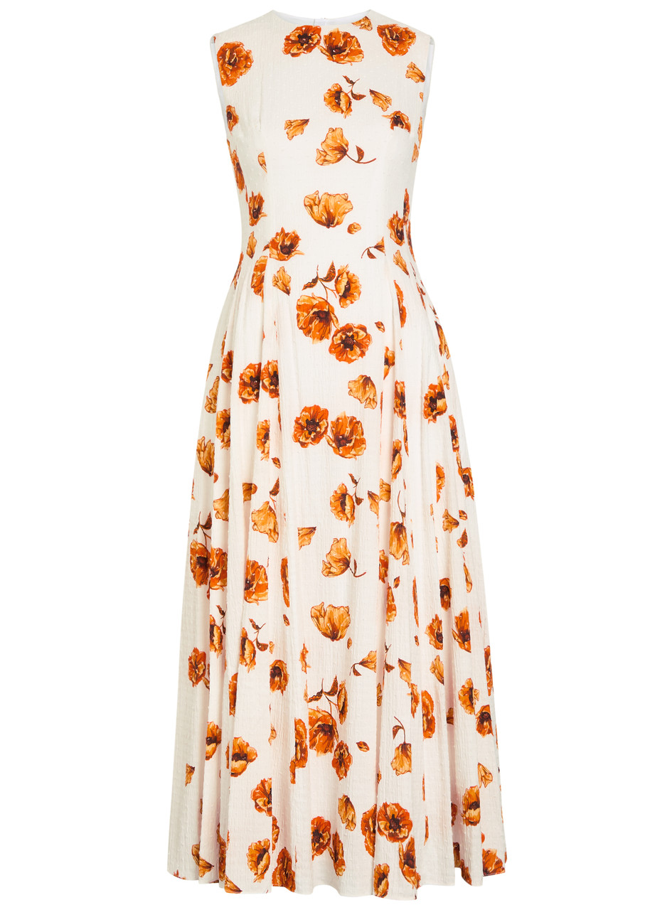 Emilia Wickstead Chelsea Floral-print Seersucker Midi Dress In Multi