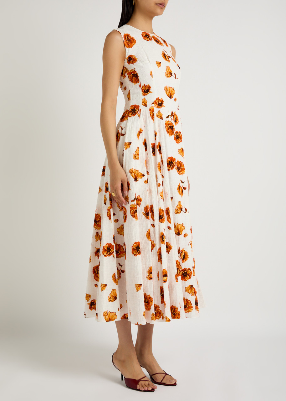 Emilia Wickstead Chelsea Floral-print Seersucker Midi Dress In Multi