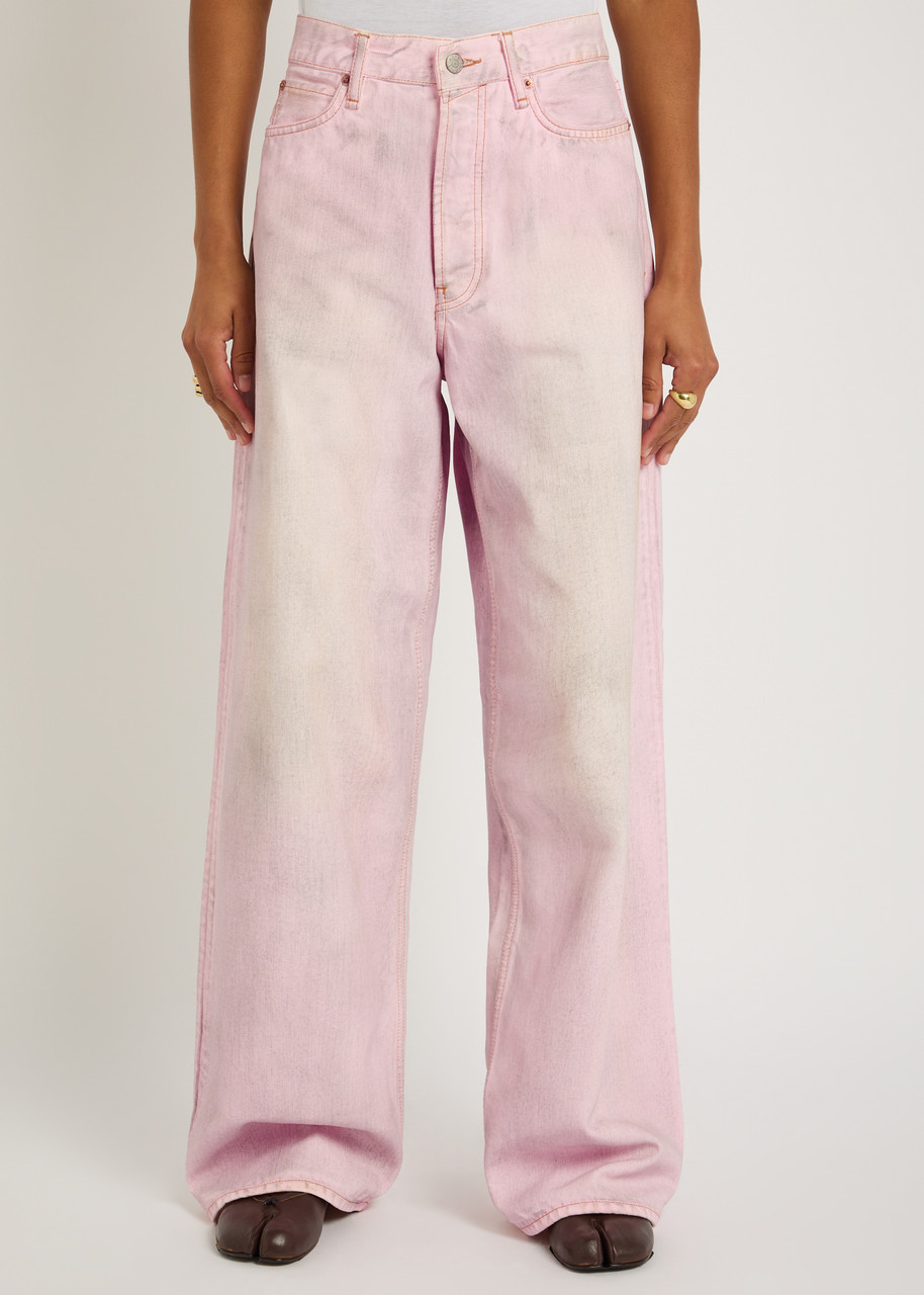 Acne Studios Dirt-effect Wide-leg Jeans In Pink