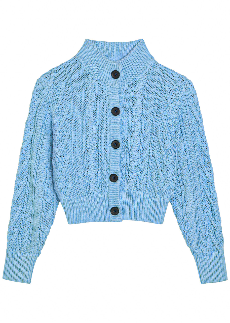Emilia Wickstead Aleph Cable-knit Cotton Cardigan In Blue