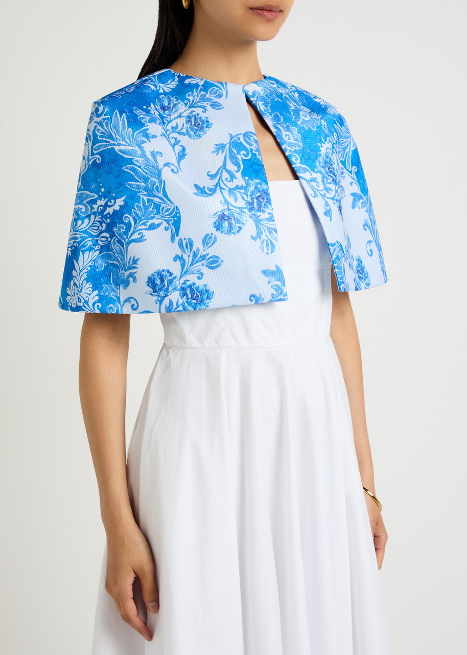 Emilia Wickstead Virginie Floral-print Taffeta Cape In Multi