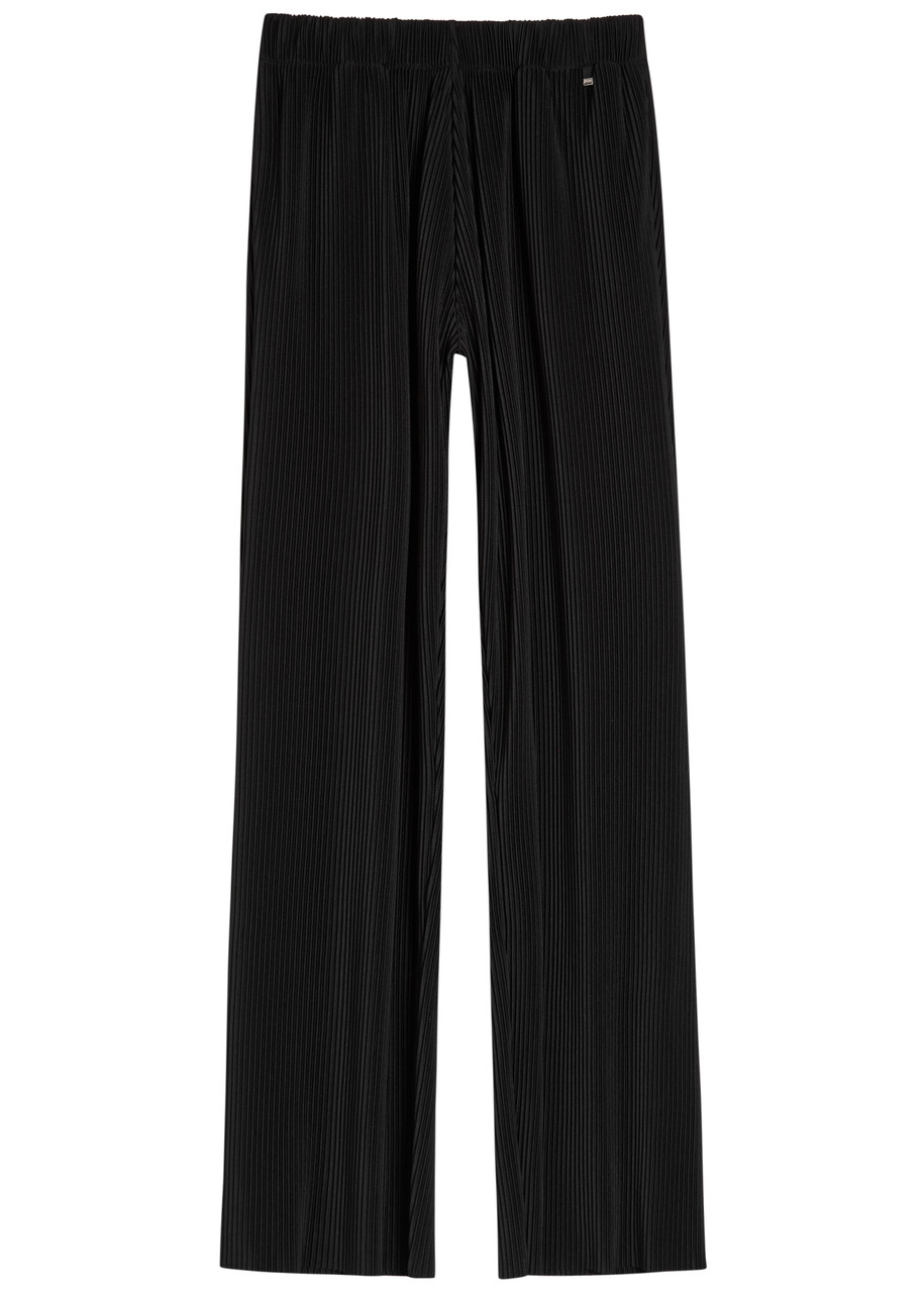 Herno Pleated Wide-leg Trousers In Black