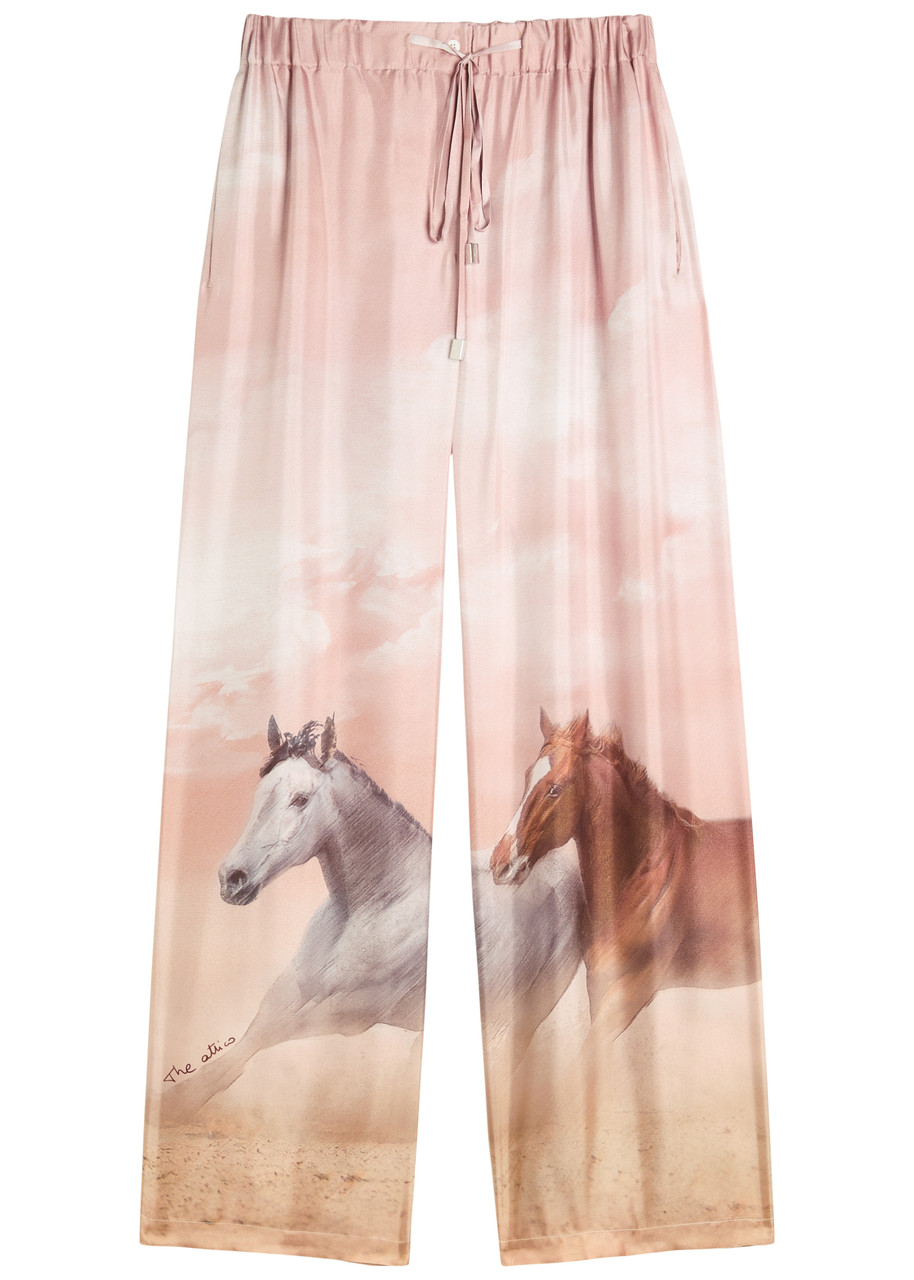Attico Womens Pink Shades Drawstring Wide-leg Silk Trousers In Pink