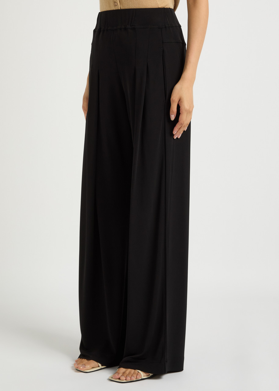 High Slip-over Wide-leg Jersey Trousers In Black
