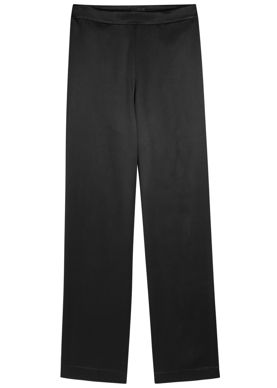 Joseph Silk Straight-leg Trousers In Black