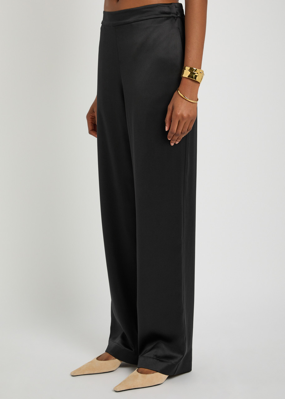 Joseph Silk Straight-leg Trousers In Black